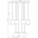  Ondaluce - Visilica na sajli JEWEL 8xE14/10W/230V prečnik 70 cm crna/zadimljeno crna | Eponuda.com