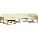 vidaXL Zunanja garnitura za sedenje z blazino 6 pcs Bela in krem, (5000270791) | Shoptok.si