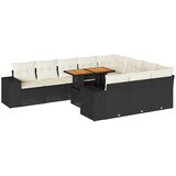  10-dijelni set vrtnih sofa s jastucima crni poliratana bagrem | shoptok.hr