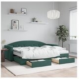 vidaXL Dnevni krevet na razvlačenje tamnozeleni 80 x 200 cm baršunasti | shoptok.hr