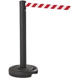  Stebrič s trakom, iz umetne mase, maks. izvlek traku 3700 mm, stebrič črn, trak rdeč / bel | Shoptok.si
