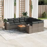  The Living Store Vrtna sedežna garnitura 9-delna z blazinami siv poli ratan - Vrtna Sedežna Garniture, (21479747) | Shoptok.si