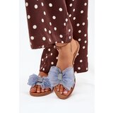 Boto Women Flat Heel Slippers With Tulle Bow Denim Tanira | shoptok.hr