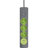 Retlux Produžni kabl sa prekidačem, 3 utičnice (Tip E) + 1x USB-A + 1x USB-C, 1,4 m, siva | Eponuda.com