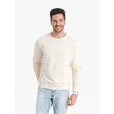 Ombre BASIC men's sweatshirt with round neckline - cream Cene