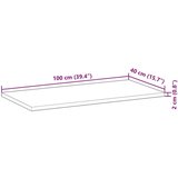 Stolna ploča 100x40x2 cm pravokutna od masivnog drva bagrema | shoptok.hr
