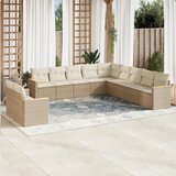 Maison Chic Seti vrtnega pohištva - Vrtna garnitura - Vrtni pohištvo set 11-delna z blazinami bež poli ratan, (21809056) | Shoptok.si