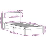 vidaXL Knjižna postelja brez vzmetnice bela 75x190 cm trdna borovina | Shoptok.si
