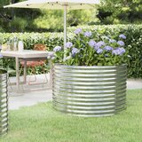 vidaXL visoka greda iz prašno premazanega jekla 100x100x68 cm srebrna | Shoptok.si