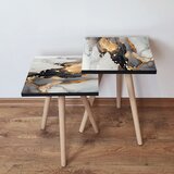 Hanah home 2Shp83 - White WhiteGoldBlack Nesting Table (2 Pieces) | ePonuda.com