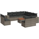 vidaXL 12-dijelni set vrtnih sofa od poliratana s jastucima sivi | shoptok.hr