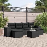  7-dijelni set vrtnih sofa od poliratana s jastucima crni Cijene
