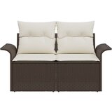  2-sjedalni vrtni kauč s pohranom i jastucima smeđi poliratan | shoptok.hr