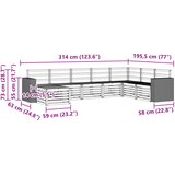  Set vanjskih sofa 8 kom. Prirodna Čvrsto drvo akacije Smeđa 314 x 195,5 x 73 cm | shoptok.hr