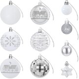 Set božićnih kuglica 88 kom. srebrna i bijela &amp;Oslash; 6 cm Plastika Slike