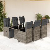 vidaXL Vrtna bistro garnitura 7-delna z blazinami siv poli ratan | Shoptok.si