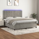vidaXL Krevet box spring s madracem LED svjetlosivi 160x200 cm baršun Cijene