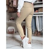 DStreet Spodnie damskie slim fit z paskiem LINESKA ciemnobeżowe | Shoptok.si