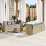 vidaXL Set vrtne sofe od 11 dijelova s jastučićima bež poli ratan acacia | shoptok.hr
