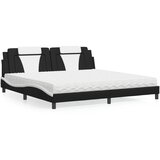  The Living Store Postelja z vzmetnico črna in bela 200x200 cm umetno usnje - Postelja, (21450514) | Shoptok.si