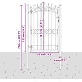  Vrata za ogradu EMMEN s šiljcima čelik 103x147 cm crna | shoptok.hr