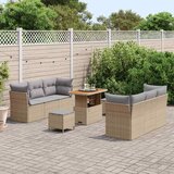  Sjedeća garnitura za vrt 9 pcs Bež i svijetlo siva poliratan 90 x 55 x 71 cm | shoptok.hr