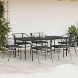 vidaXL 7-dijelni vrtni blagovaonski set s jastucima crno | shoptok.hr
