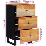  Komoda s 3 ladice 40 x 33,5 x 75 cm od masivnog drva bagrema | shoptok.hr