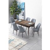 Hanah home Zen - Baroque, Grey BaroqueGrey Extendable Dining Table & Chairs Set (7 Pieces) | ePonuda.com