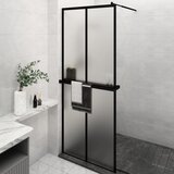 vidaXL Pregrada za tuš s polico črna 80x195 cm ESG steklo in aluminij | Shoptok.si