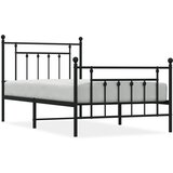 The Living Store Kovinski posteljni okvir z vzglavjem in vznožjem črn 100x190 cm - Posteljni Okvir, (21529792) | Shoptok.si