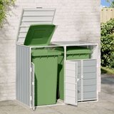 vidaXL Koš za smeti na kolesih za dvojne košare siv 144x81x113cm jeklo | Shoptok.si
