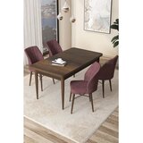 Hanah home Set Trpezarijski sto i 4 stolice Arp, Prljavo ružičasta | Eponuda.ba