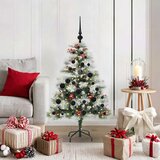  Umjetno božićno drvce S LED lampica Zelena i bijela 120 cm - 120 cm s LED-ima i crnim kuglicama | shoptok.hr
