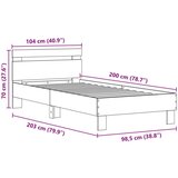  Postelja z LED lučmi Črni hrast 100x200 cm Izdelano iz lesa | Shoptok.si