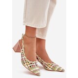 Boto Woven Block Heel Sandals Pink Ebina | shoptok.hr