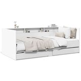 vidaXL Dnevna postelja s predali bela 90x190 cm inženirski les | Shoptok.si