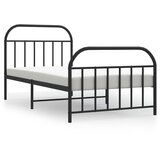 Maison Chic Kovinski Posteljni okvir - Enojna postelja - Postelja za odrasle z vzglavjem in vznožjem črn 100x200 cm-J76, (21775733) | Shoptok.si
