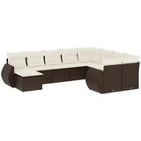  10-dijelni set vrtnih sofa od poliratana s jastucima smeđi | shoptok.hr