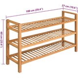 vidaXL stalak za obuću s 3 police 100x27x60 cm od masivne hrastovine | shoptok.hr