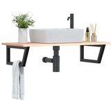 vidaXL Zidna polica za Lavabo - Umivaonik od čelika i masivne hrastovine | shoptok.hr