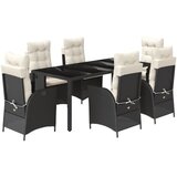  7-dijelni vrtni blagovaonski set s jastucima crni od poliratana Crna 190 cm table length | shoptok.hr