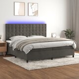 The Living Store Box spring postelja z vzmetnico LED temno siva 200x200 cm žamet - Box Spring Postelja, (21491765) Cene