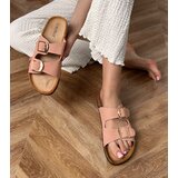 Gemre Pink flip-flops with buckles on cork sole Cloud | Shoptok.si