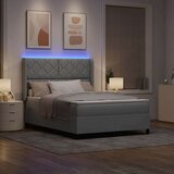 vidaXL Box Spring postelja z vzmetnico in LED svetlobo siva 140x190 cm tkanina, (22049723) | Shoptok.si