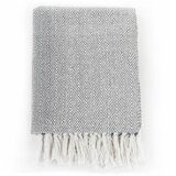  Pamučni pokrivač s uzorkom riblje kosti 220 x 250 cm sivi | shoptok.hr
