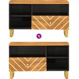 TV ormarić smeđe-crni 80 x 33,5 x 46 cm od masivnog drva manga | shoptok.hr