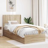  Krevetna konstrukcija s pohranom i uzglavljem Hrast sonoma Smeđa 90 x 190 cm | Shoptok.si