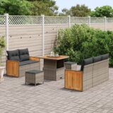  Vrtna sedežna garnitura z blazino 8 pcs Siva Poly ratan, (5000022235) | Shoptok.si