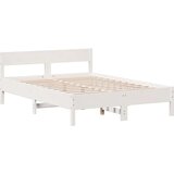 vidaXL Knjižna postelja brez vzmetnice bela 160x200 cm trdna borovina | Shoptok.si